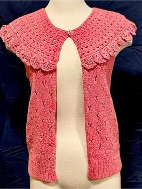 Women’s Coral Crochet-Trim Open Front Sweater Shrug